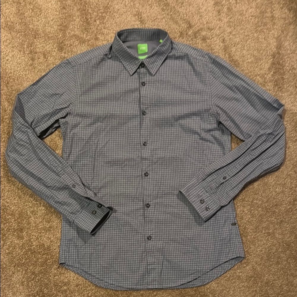 Hugo Boss Gray Casual Button Down Shirt Modern Fit